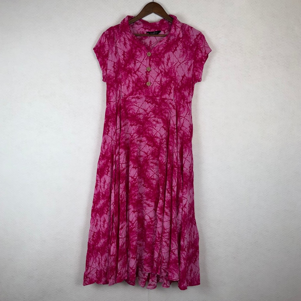 Mom To Be.in Maternity Dress Women XXL Pink Tie Dye Nursing Friendly Midi